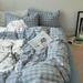 Manufacturer Wholesale INS Japanese Double Stitching Pure Full Nordic Style Washed Cotton Artistic Plaid Four-Piece Set_maomaolike.com