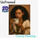 African Woman & Coffee Painting Poster, Warm-toned Realistic Portrait Poster, Cultural Calming Artwork Suitable For Living Room, Café And Cozy Indoor_maomaolike.com