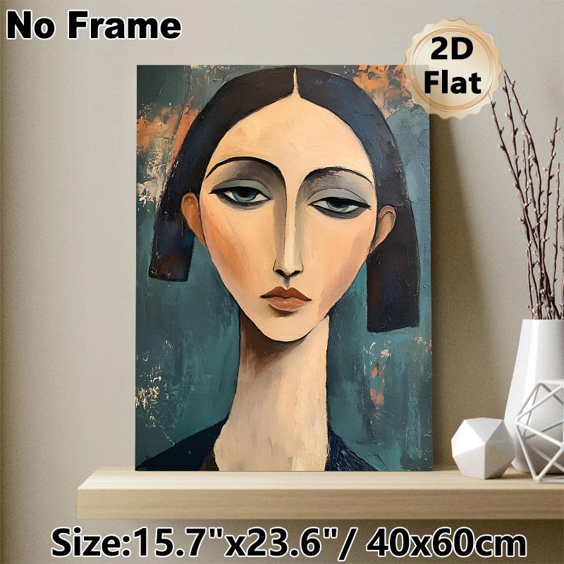Abstract Female Portrait Painting Poster, Elegant Modern Abstract Style Poster, Artistic Decorative Piece With Bold Lines And Muted Tones, Ideal For_maomaolike.com