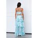 Women's clothing new suspender chest wrap printed sleeves backless tops slit two piece set_maomaolike.com