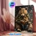 Christmas Bear, Fox & Child Reading Painting Poster, Warm Whimsical Winter Holiday Scene Poster, Cozy Heartwarming Design Ideal For Bedroom, Living_maomaolike.com
