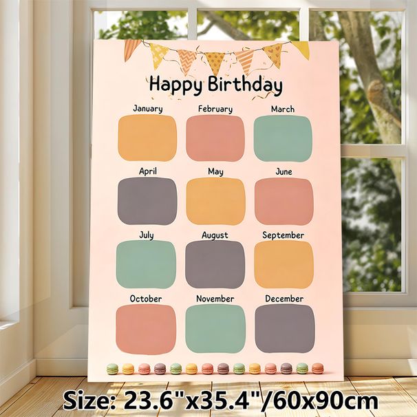 Birthday Tracker Painting Poster, Pastel-toned Monthly Birthday Record Poster, Functional Design To Log Birthdays, Suitable For Office, Living Room_maomaolike.com