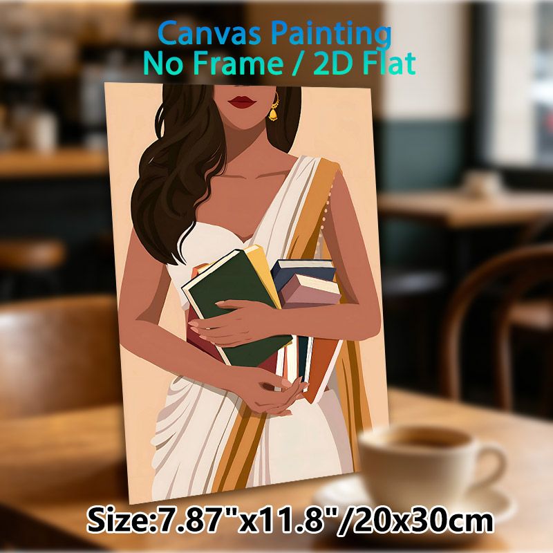 Book-Loving Woman Painting Poster, Sleek Minimalist Illustrated Poster, Elegant Literary-themed Decor Ideal For Home Study, Reading Nook_maomaolike.com