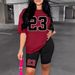 Women's Clothing Solid color all match digital printing two piece short sleeved shorts loose casual spring and summer_maomaolike.com