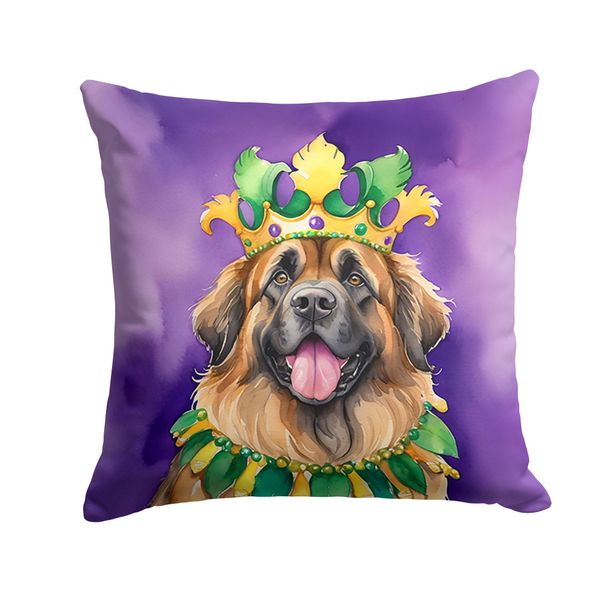 Leonberger King Of Mardi Gras Throw Pillow Machine Washable, Indoor Outdoor Decorative Pillow For Couch, Bed Or Patio, 18Hx18W_maomaolike.com