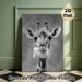 Funny Giraffe Painting Poster, Monochrome Whimsical Giraffe With Toilet Roll Poster, Playful Humorous Wall Decor Ideal For Bathroom, Living Room_maomaolike.com