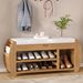Retro Multifunctional Storage Bench With Cushion And Curved Side Panel For Entrance And Living Room_maomaolike.com