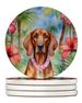 Redbone Coonhound Luau Large Sandstone Coasters Pack Of 4 Absorbent Round Coasters Decor Gifts For Men Or Women, 4 In, Multicolor_maomaolike.com
