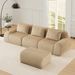 114 Modern L-Shaped Modular Sectional Sofa For Living Room,Flannelette Fabric,Oversized 3-Seater Couch,boneless Sofa ,Movable Ottoman,Buckle Connection,Anti-slip Design,No Assembly,Light_maomaolike.com