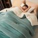 Ins Style Solid Color Milk Velvet Autumn Winter Thickened Lamb Wool Nap Double Layer Warm Student Throw Blanket Cross-Border_maomaolike.com