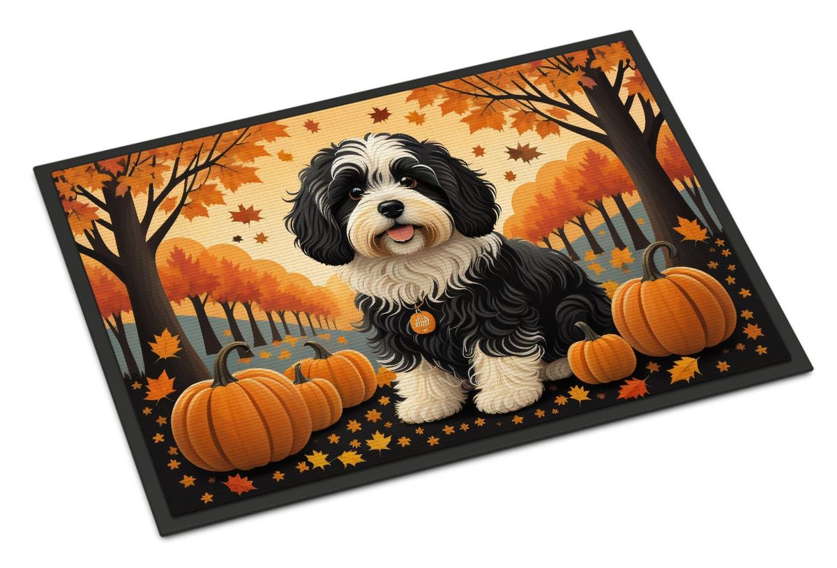 Havanese Fall Doormat Front Door Mat Indoor Outdoor Rugs For Entryway, Non Slip Washable Low Pile, 24H X 36W_maomaolike.com