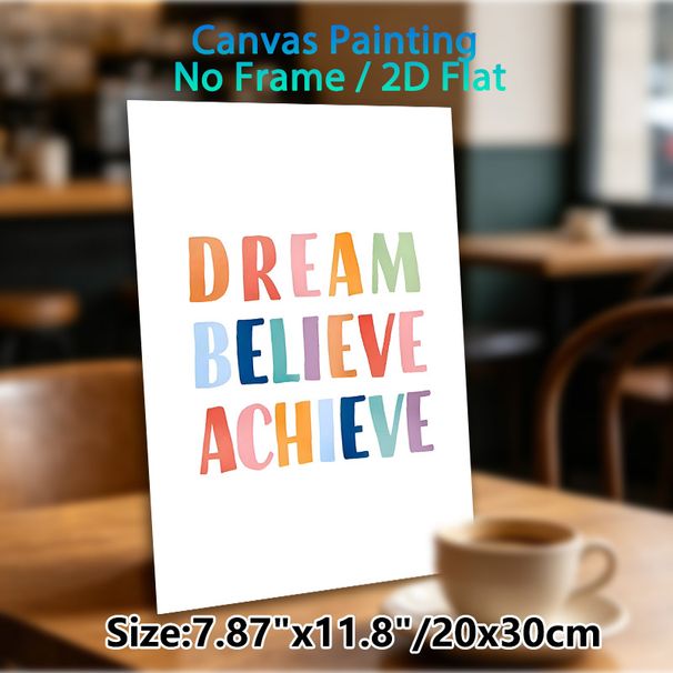 Dream Believe Achieve Motivational Painting Poster, Pastel Watercolor Typography Poster, Inspiring Uplifting Message Ideal For Home Office, Living_maomaolike.com