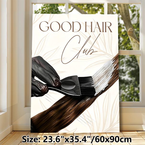 Good Hair Club Themed Painting Poster, Sophisticated Hair Care Styling Scene Poster, Chic Decor Piece For Hair Salons And Beauty Spaces_maomaolike.com
