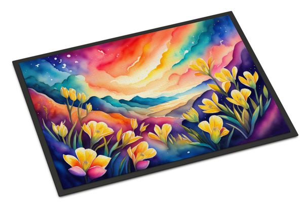 Freesia In Color Doormat Front Door Mat Indoor Outdoor Rugs For Entryway, Non Slip Washable Low Pile, 24H X 36W_maomaolike.com