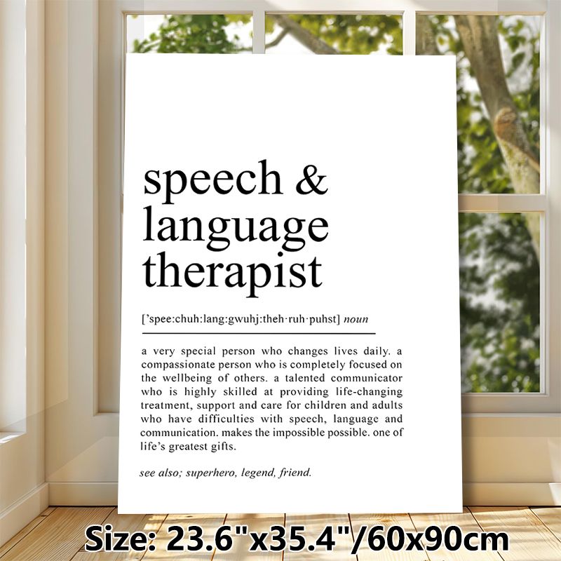 Speech & Language Therapist Definition Painting Poster, Minimalist Typographic Text Poster, Thoughtful Tribute To Speech Therapists, Ideal For Clinic_maomaolike.com