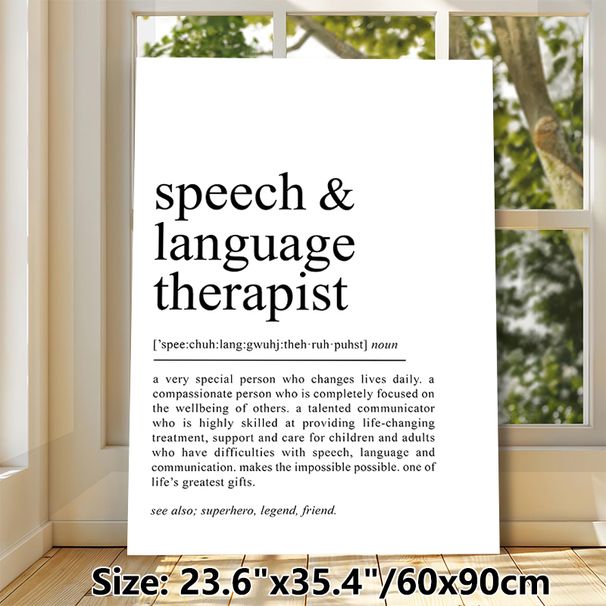 Speech & Language Therapist Definition Painting Poster, Minimalist Typographic Text Poster, Thoughtful Tribute To Speech Therapists, Ideal For Clinic_maomaolike.com