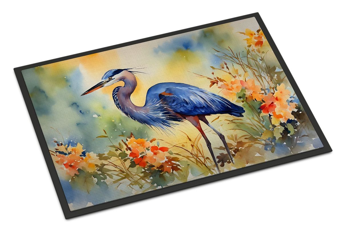Blue Heron Doormat Front Door Mat Indoor Outdoor Rugs For Entryway, Non Slip Washable Low Pile, 24H X 36W_maomaolike.com