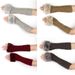 Men's Gloves Diamond shaped long fur gloves for women with sleeves, knitted warm fingerless arm sleeves, autumn and winter wool long gloves_maomaolike.com