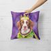 Brittany Spaniel King Of Mardi Gras Throw Pillow Machine Washable, Indoor Outdoor Decorative Pillow For Couch, Bed Or Patio, 18Hx18W_maomaolike.com