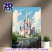 Fairytale Castle Painting Poster, Dreamy Soft-toned Whimsical Castle With Lake Reflection Poster, Magical Scenic Design Brings Gentle Ambiance For_maomaolike.com
