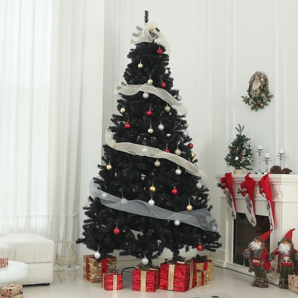 9ft Tall Artificial Christmas Tree, Unlit Xmas Tree With 2132 Branch Tips, Auto Open, Steel Base, Holiday Décor For Home Office, Black_maomaolike.com